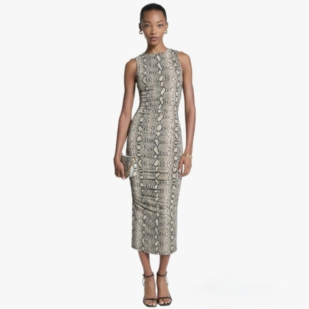 NWT Michael Kors Snakeskin Print Ruched Bodycon Dress Size S $168 MSRP
